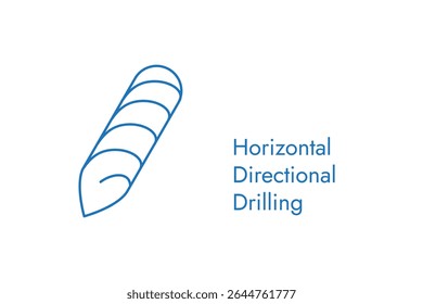Ícone de arte de linha de vetor plano mínimo de um bit de drill para drill direcional horizontal. Perfeito para petróleo, gás, instalação de oleodutos, diagramas de engenharia, manuais técnicos, ícones da web.