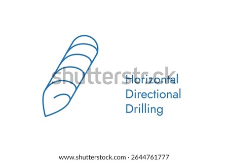 Minimal flat vector line art icon of a drill bit for horizontal directional drilling. Perfect for oil, gas, pipeline installation, engineering diagrams, technical manuals, web icons.