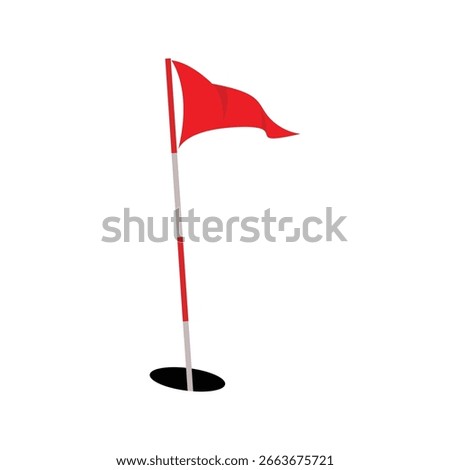 minimal flat vector showing a flying golf flag in motion