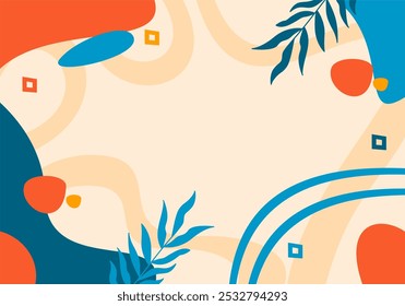 Minimal flat vector spring illustration square frame background. Creative layout of spring elements for banner, template, social media, advertising concept use