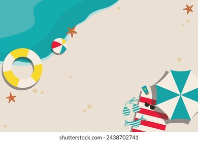 Minimaler flacher Vektor-Sommer-Illustration quadratischer Rahmen-Hintergrund mit Platz für Text. Kreatives Layout von Sommerelementen für Banner, Template, Social Media, Werbekonzepte Nutzung