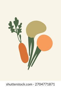 Diseño de Vector de alimentos orgánicos de colección vegetal plana mínima