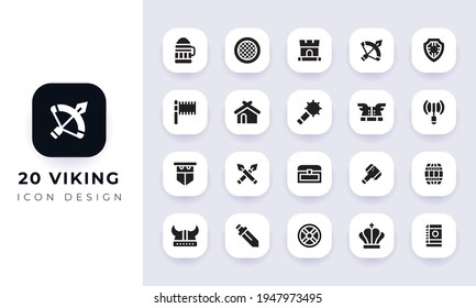 Minimal flat viking icon pack. In this pack incorporate with twenty different viking icon.