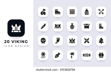 Minimal flat viking icon pack. In this pack incorporate with twenty different viking icon.