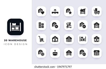 Minimal flat warehouse icon pack. In this pack incorporate with twenty different warehouse icon.