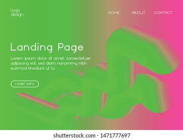 Minimal flat web landing page vector template with fluid shapes, and  gradient colors