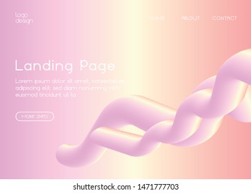 Minimal flat web landing page vector template with fluid shapes, and  gradient colors