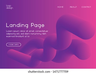 Minimal flat web landing page vector template with fluid shapes, and  gradient colors