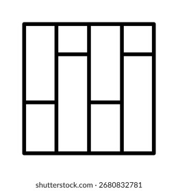 Minimal floor icon displaying a flat surface or tile grid in clean vector style. Modern outline design ideal for interior design, architecture, construction, home renovation, and flooring installation