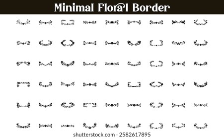 Minimal floral Border Vector ornament silhouettes 