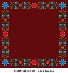 Minimal floral decoration on dark brown background. Perfect for wedding cards, invitations, packaging, posters, and vintage style design projects. Editable vector file included. Rustic Floral 