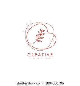 Minimal floral elegant logo vector design template in trendy linear style