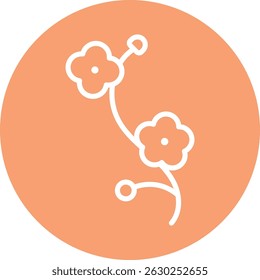 Minimal floral icon on orange circular background