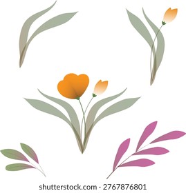 Minimal Floral Leaf Branch Illustration for Decorative Background Design
