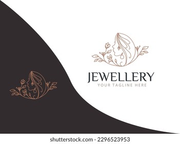 minimal floral linear style diamond and woman logo