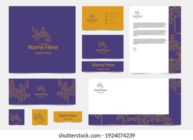 Design-Vorlage für das Branding-Paket mit minimalem floralem Logo