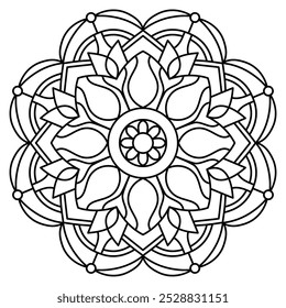 minimal floral mandala design for adults and kids coloring book, mandala art for henna, wall art and tattoo design
