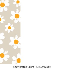 Minimal floral pattern with simple daisy shape. Background for poster, card, print vector illustration