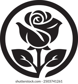 Minimal Floral Rose Silhouette Vector