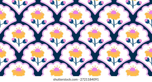 Fondo floral minimalista sin fisuras inspirado en el diseño nórdico y popular. Conveniente para las telas de la primavera, el Fondo de pantalla, y los gráficos románticos de la boda o del aniversario.