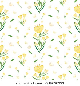 Minimal floral seamless pattern fashionable template for design. Pastel flower pattern vector illustration background design for fabric, textile, notebook, cover paper, gift wrap, print template.