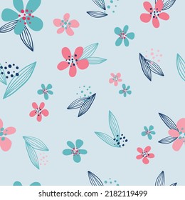 Minimal floral vector seamless pattern