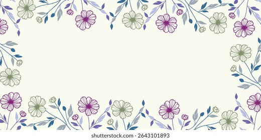 minimal floral wallpaper with nature inspired abstract lines.decorative frame design for wedding and textile poster use

