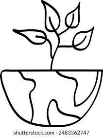 Minimal Flourishing Earth Vector Illustration