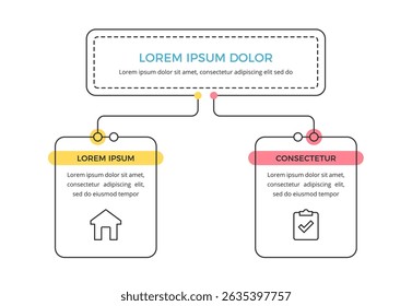 Minimal flow chart infographic template with 2 elements, vector eps10 illustration