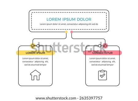 Minimal flow chart infographic template with 2 elements, vector eps10 illustration