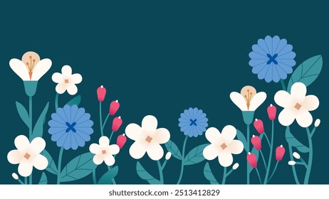Minimal flower botanical vector illustration