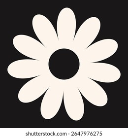 Ícone floral mínimo com formas geométricas limpas e um toque retrô. O design floral combina elegância abstrata e simplicidade moderna em uma silhueta decorativa.