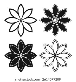 Minimal Flower Icons Set Simple Floral Vector Illustration on White Background 