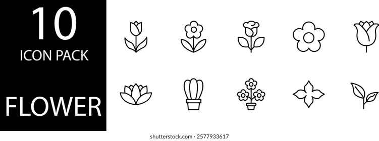 Minimal flower icons with thin lines that give an elegant and clean feel.