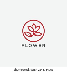 Plantilla de diseño de logotipo de línea de flor mínima
