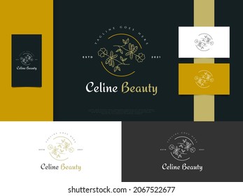 Diseño de logotipo mínimo de flor con estilo dibujado a mano y concepto de línea. Logotipo floral, se puede usar para industrias de belleza, joyería, moda y balneario