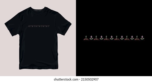 minimal flower ornament stylish and clothing printable trendy tshirt design. print, industrial products. global swatch.