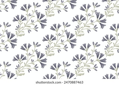 Minimal flower pattern vintage wallpaper background border embroidery texture design vector illustration hand drawn. 