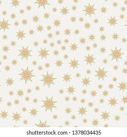 Minimal flower seamless pattern vector illustration. Floral design for fabric interior decor. Star shape flower seamless background. Ornament illustration with abstract chamomile.