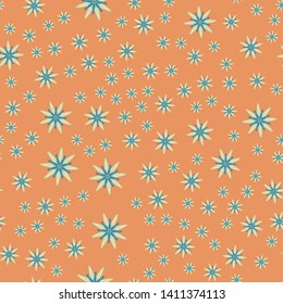 Minimal flower seamless pattern vector illustration. Floral design for fabric interior decor. Summer simple flower seamless background. Cute flat botanical illustration with abstract daisy.
