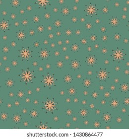 Minimal flower seamless pattern vector illustration. Floral design for fabric interior decor. Graphic simple flower seamless background. Cute flat botanical illustration with abstract daisy.