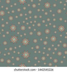 Minimal flower seamless pattern vector illustration. Floral design for wrapping paper. Gentle simple flower seamless background. Botanical motifs vector illustration with abstract chamomile.