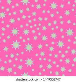 Minimal flower seamless pattern vector illustration. Floral design for textile print. Star shape flower seamless background. Vector organic illustration with abstract chamomile.