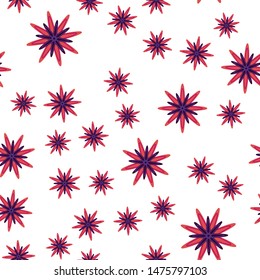 Minimal flower seamless pattern vector illustration. Floral design for fabric interior decor. Star shape flower seamless background. Ornament illustration with abstract chamomile.