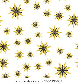 Minimal flower seamless pattern vector illustration. Floral design for textile print. Geometric simple flower seamless background. Cute flat botanical illustration with abstract daisy.