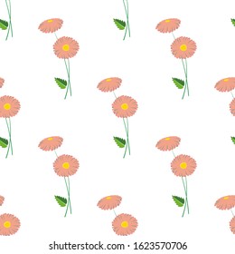 Minimal flower seamless pattern vector illustration. Floral design for fabric interior decor. Cute simple flower seamless background. Ornament illustration with abstract chamomile.
