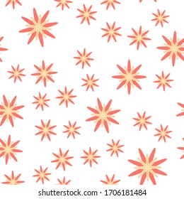 Minimal flower seamless pattern vector illustration. Floral design for textile print. Summer simple flower seamless background. Vector organic illustration with abstract chamomile.