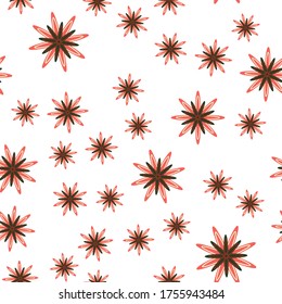 Minimal flower seamless pattern vector illustration. Floral design for wrapping paper. Simple flower blossom seamless background. Cute flat botanical illustration with abstract daisy.