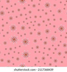 Minimal flower seamless pattern vector illustration. Floral design for wrapping paper. Cute simple flower seamless background. Vector organic illustration with abstract daisy.