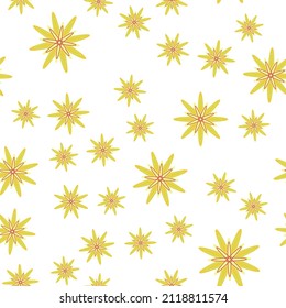 Minimal flower seamless pattern vector illustration. Floral design for wrapping paper. Natural simple flower seamless background. Ornament illustration with abstract chamomile.